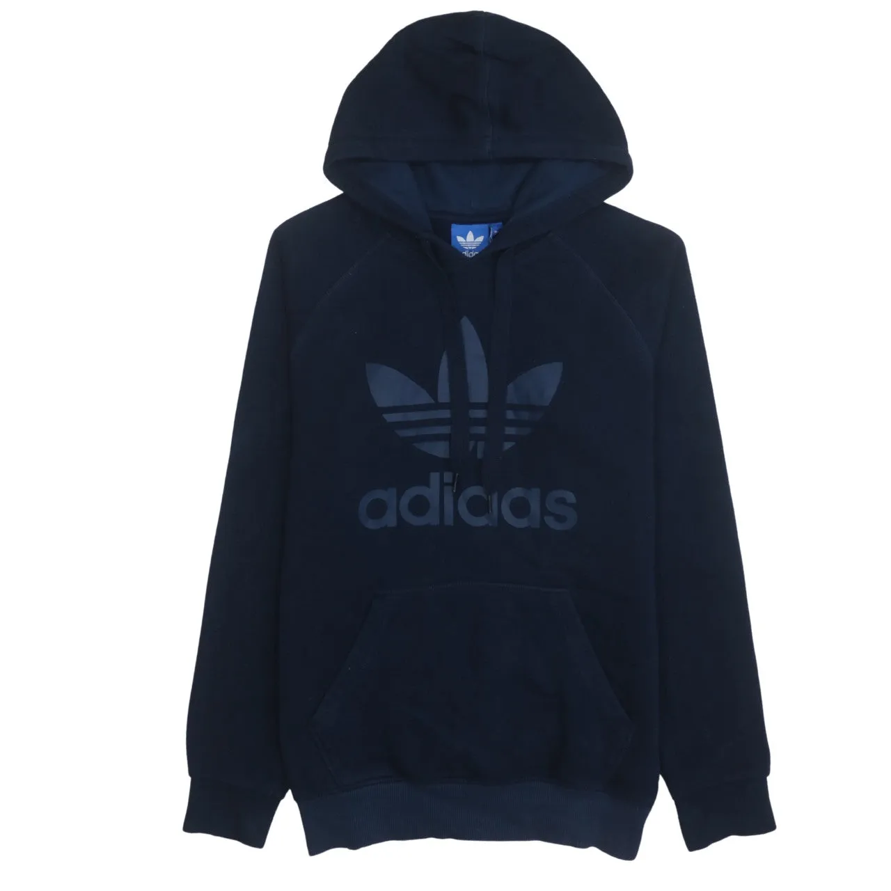 Adidas 90's Spellout Pullover Hoodie Small Navy Blue sold by Vintage Club