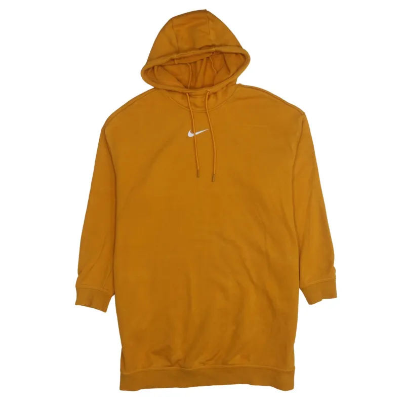 Nike Mustard Yellow Hoodie Men's Small Printed Swoosh Logo Pullover Sweatshirt made by Nike