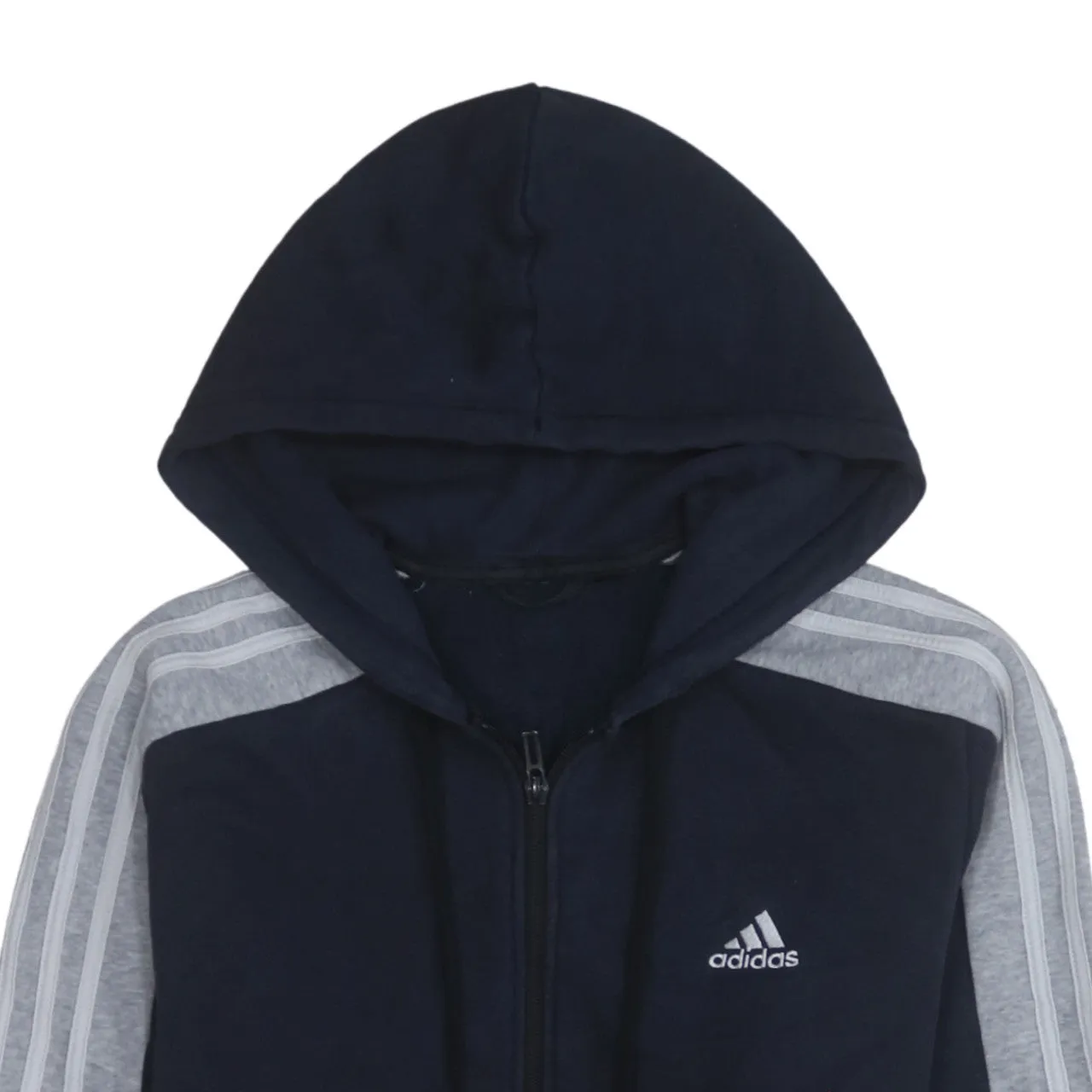 Adidas 90's Striped Sleeve Full Zip Up Hoodie Small Navy Blue sold by Vintage Club product image thumbnail 3