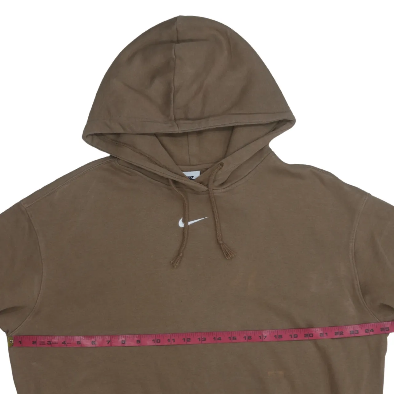 Nike Brown Hoodie Men's Small Embroidered Swoosh Drawstring Hood Ribbed Cuffs Sweatshirt sold by Vintage Club product image thumbnail 5