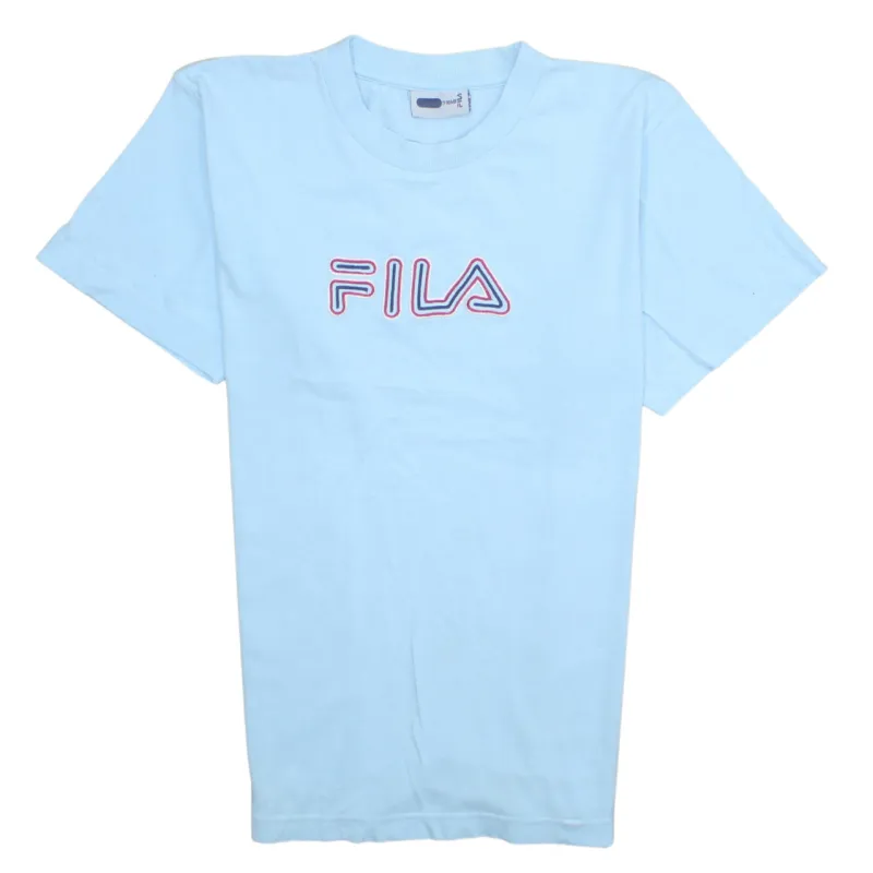 Fila Light Blue T Shirt Men's Small Printed Logo Short Sleeve Casual Tee Top made by Fila