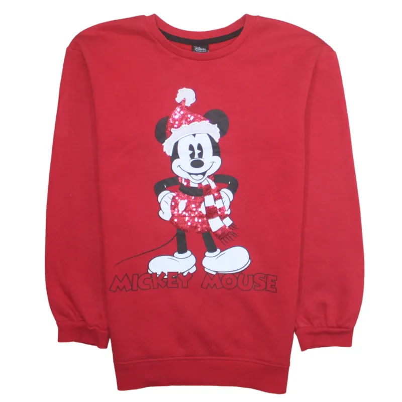 Disney 90's Mickey Mouse Crew Neck Sweatshirt Small  Red sold by Vintage Club