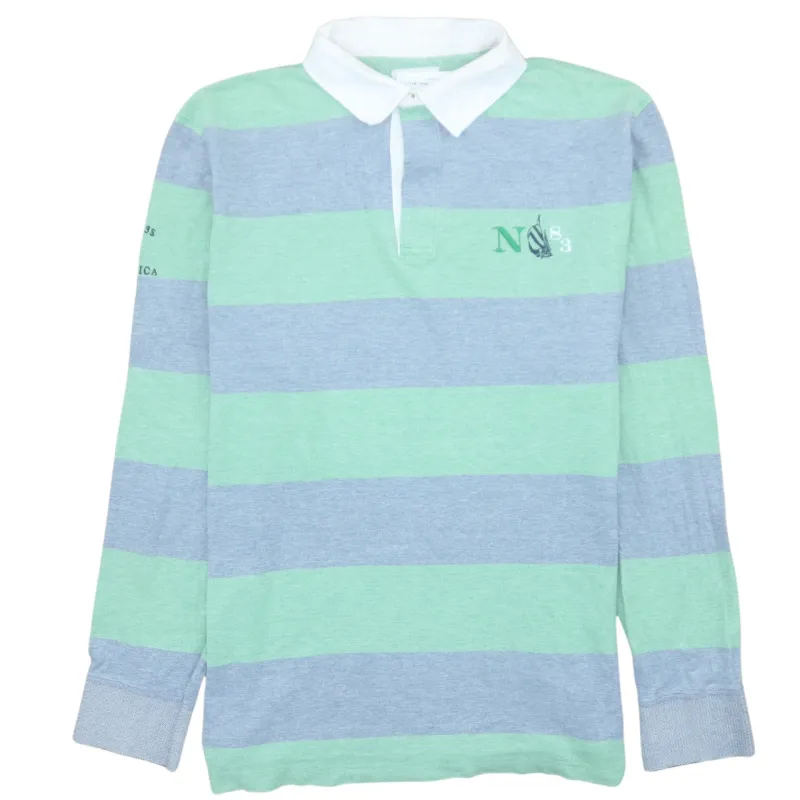 Nautica Green Grey Stripe Rugby Polo Shirt Men’s XLarge Embroidered Chest Logo Long Sleeve Top made by Nautica