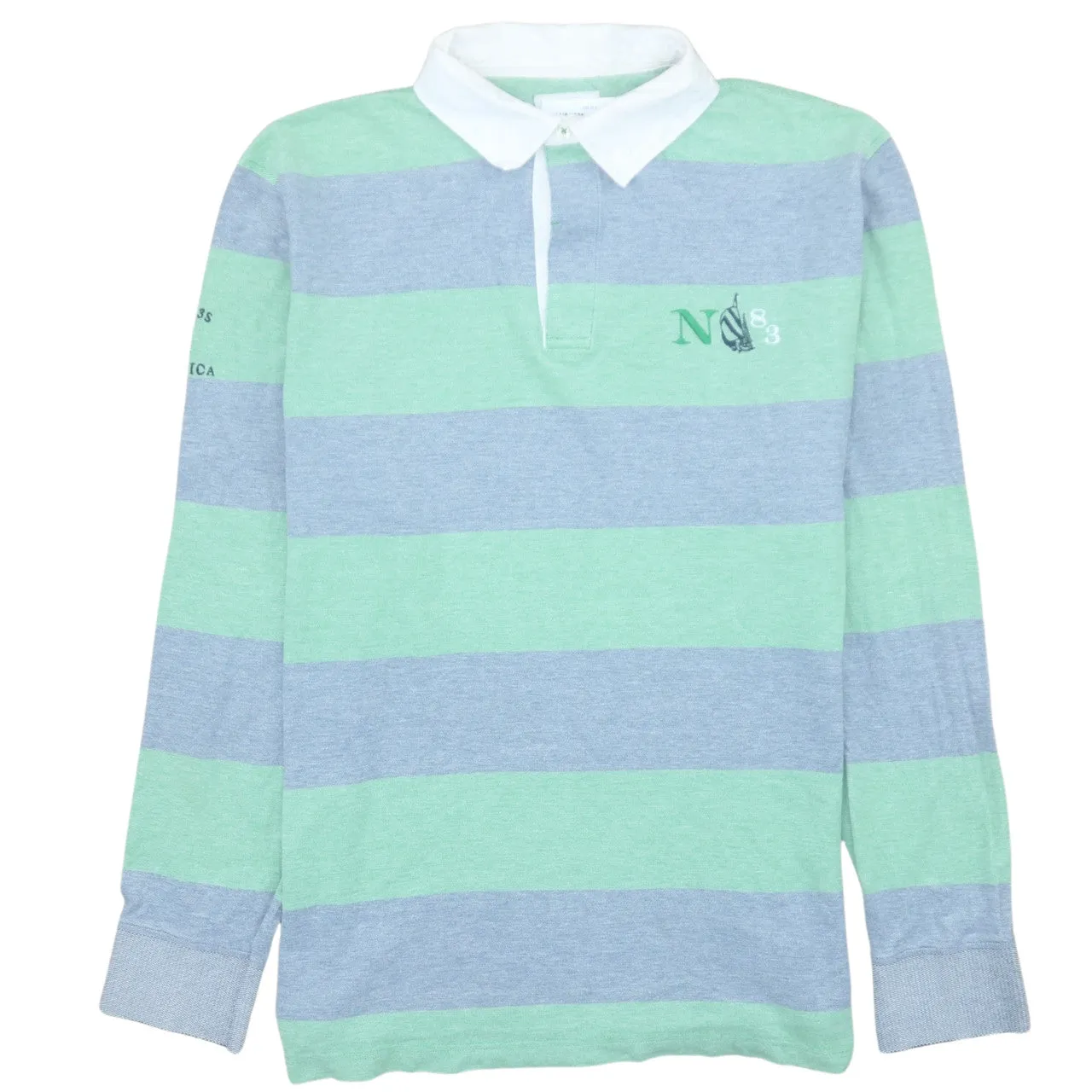 Nautica Green Grey Stripe Rugby Polo Shirt Men’s XLarge Embroidered Chest Logo Long Sleeve Top sold by Vintage Club