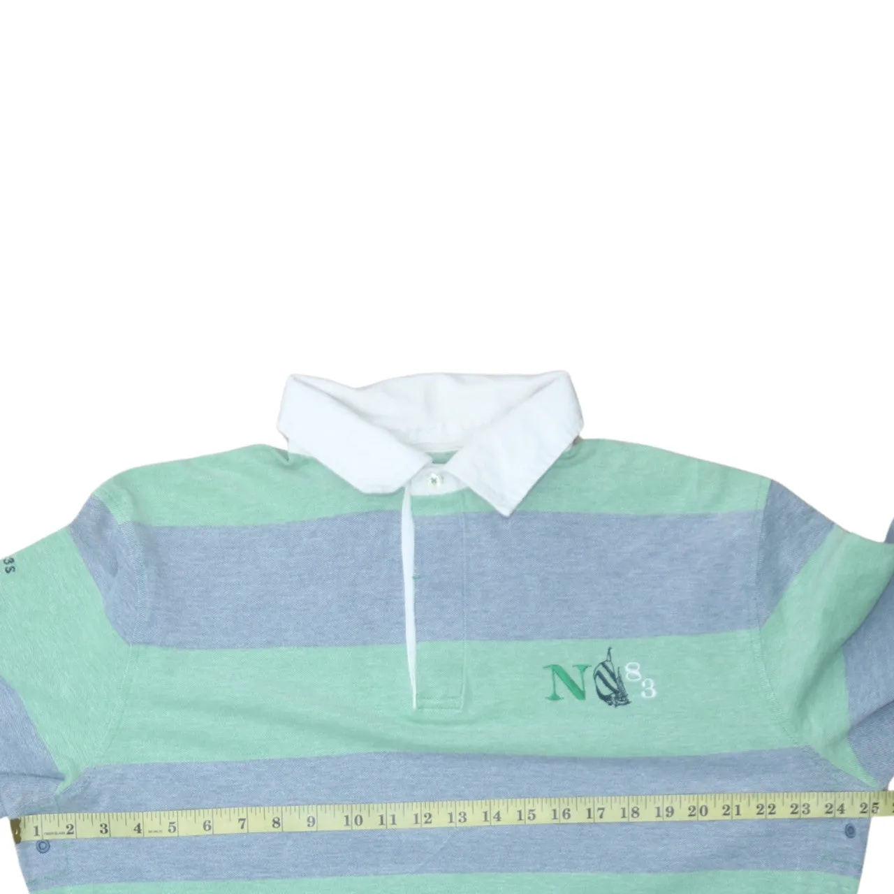 Nautica Green Grey Stripe Rugby Polo Shirt Men’s XLarge Embroidered Chest Logo Long Sleeve Top sold by Vintage Club product image thumbnail 5