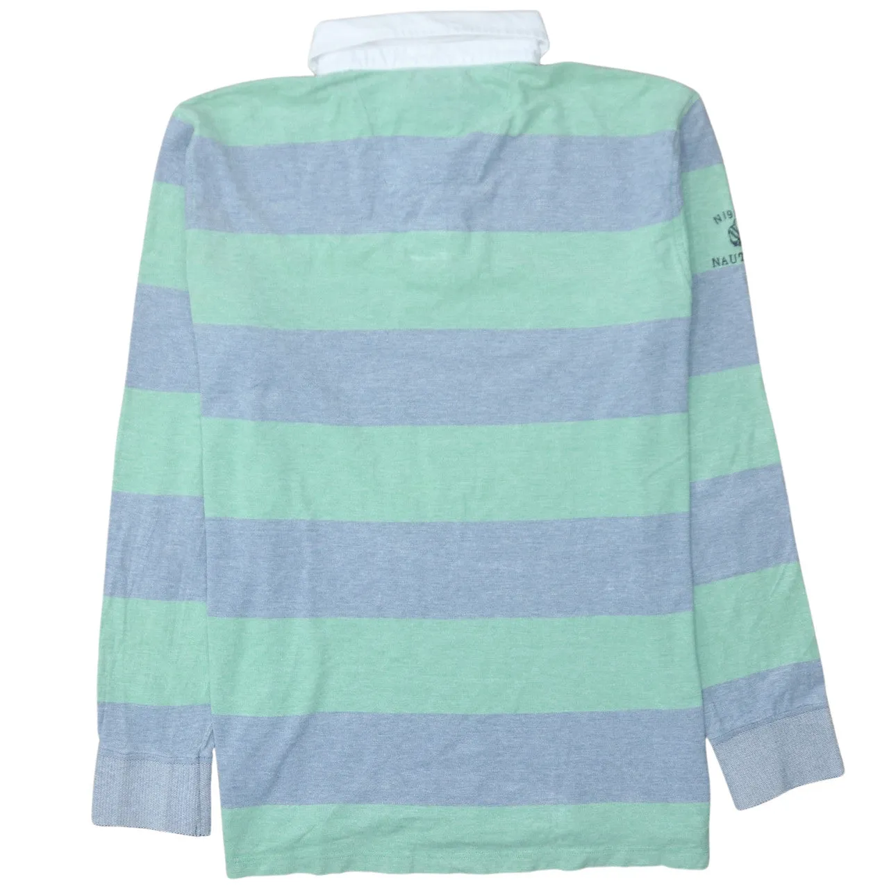Nautica Green Grey Stripe Rugby Polo Shirt Men’s XLarge Embroidered Chest Logo Long Sleeve Top sold by Vintage Club product image thumbnail 2