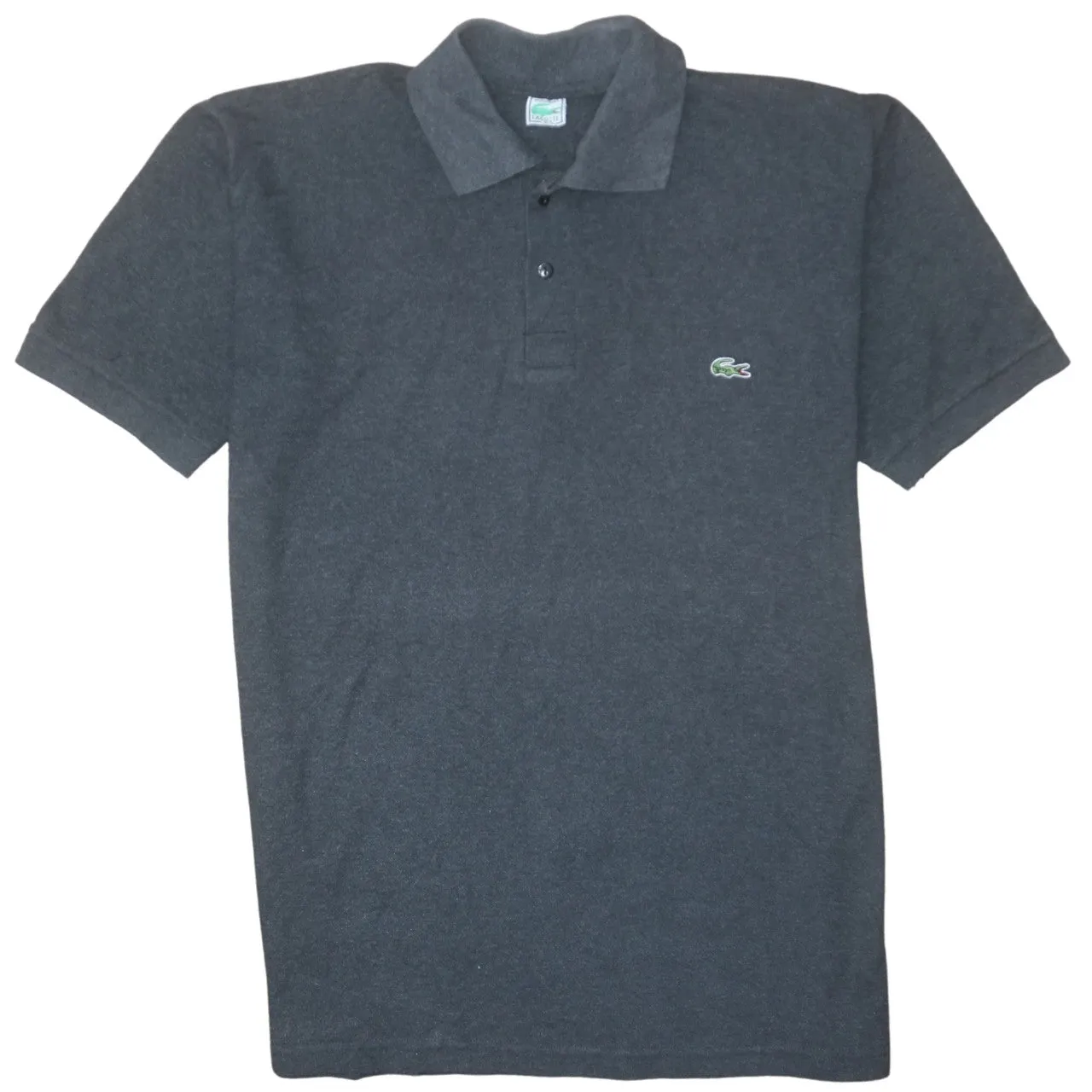 Lacoste Charcoal Black Polo Shirt Women’s XLarge Embroidered Croc Logo Short Sleeve Top sold by Vintage Club