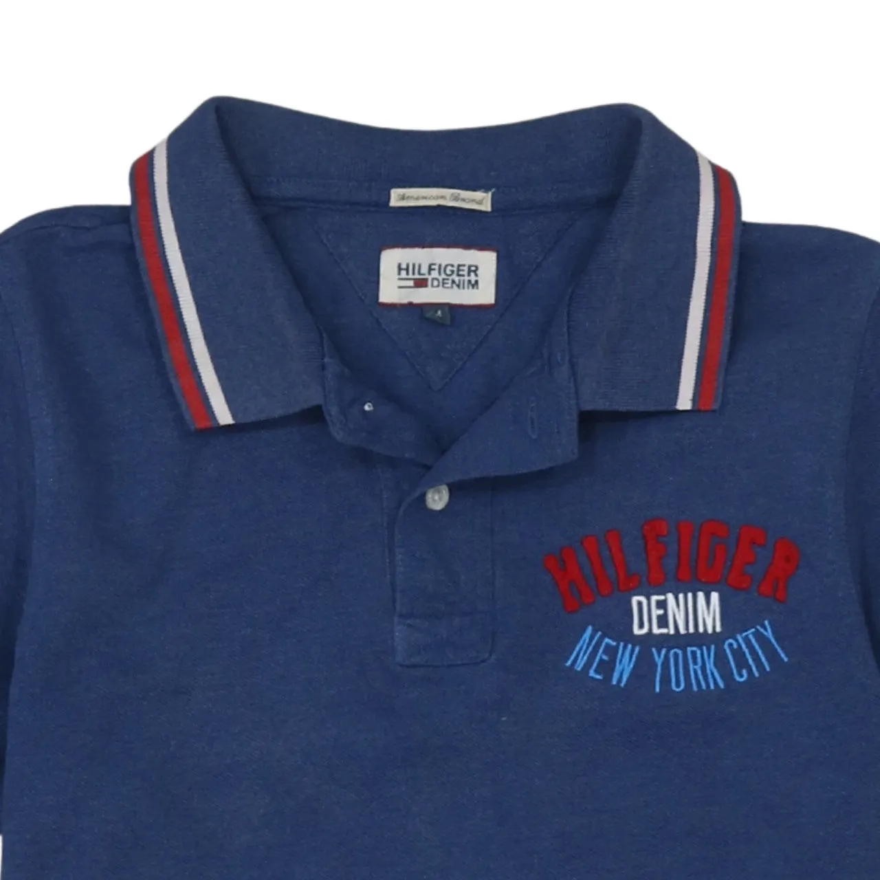 Tommy Hilfiger 90's Short Sleeves Quarter Button Polo Shirt Medium Blue sold by Vintage Club product image thumbnail 3