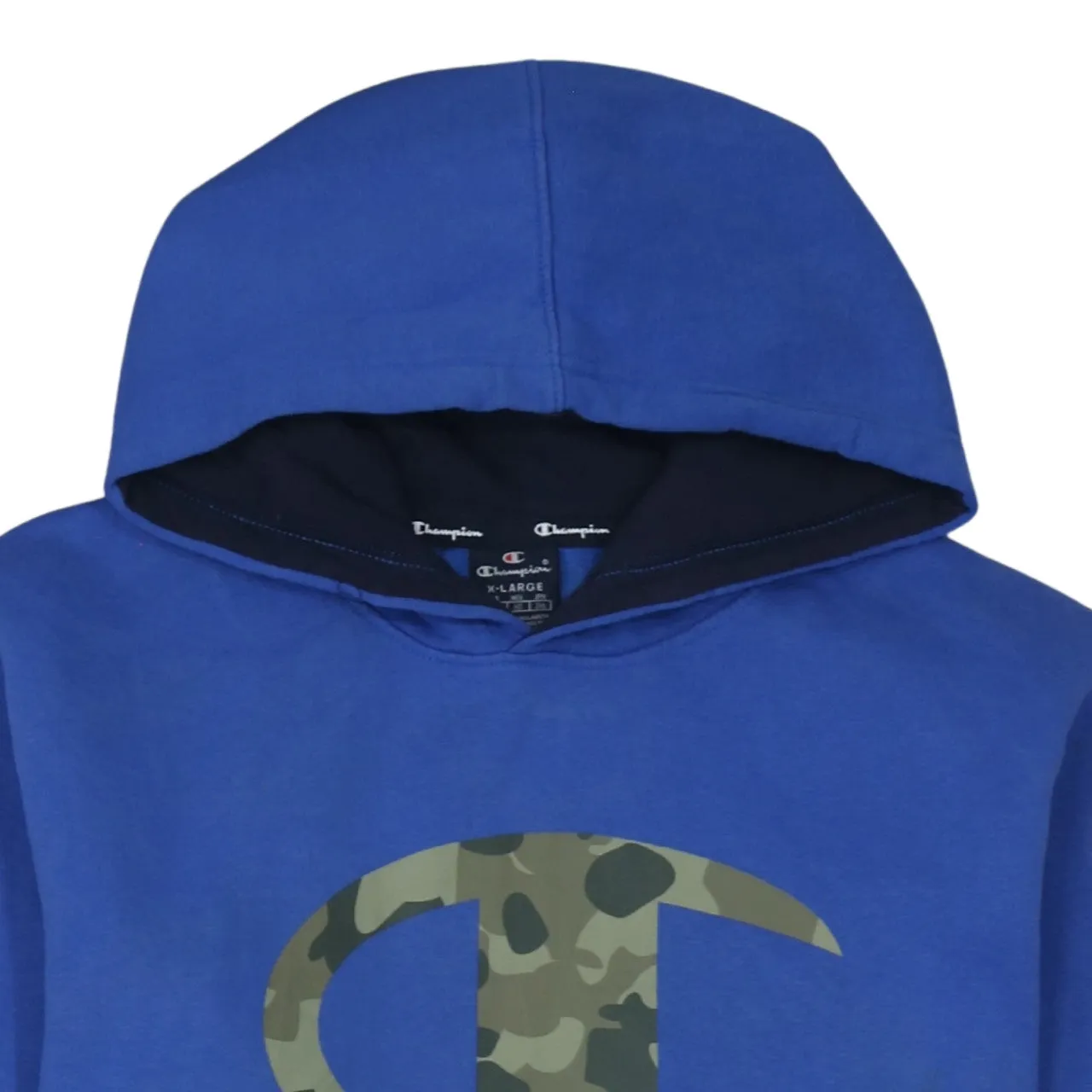 Champion Royal Blue Hoodie Men’s XLarge Camo Big Logo Front Pocket Pullover Sweatshirt sold by Vintage Club product image thumbnail 3
