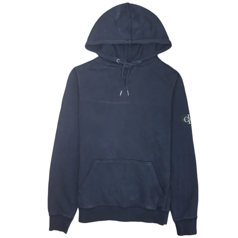 Calvin Klein 90's Drawstring Pockets Pullover Hoodie Medium Navy Blue made by Calvin Klein