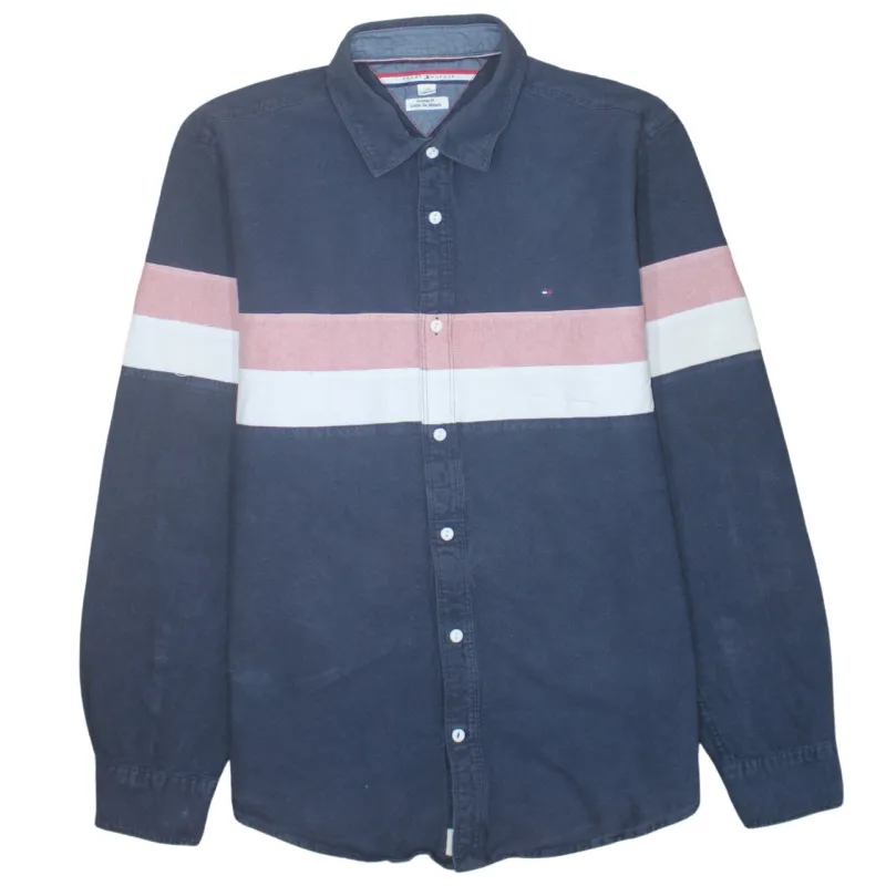 Tommy Hilfiger 90's Long Sleeve Button Up Shirt Large Navy Blue made by Tommy Hilfiger