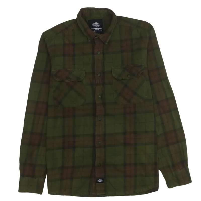 Dickies 90's Long Sleeve Button Up Shirt Large Green made by Dickies