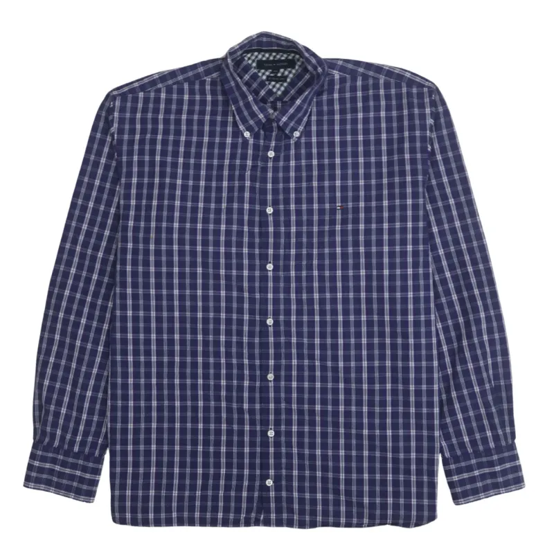 Tommy Hilfiger 90's Long Sleeve Button Up Shirt XXLarge (2XL) Navy Blue made by Tommy Hilfiger