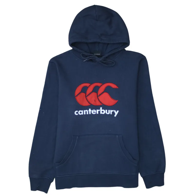 CANTERBURY 90's Spellout Pullover Hoodie Large Navy Blue sold by Vintage Club