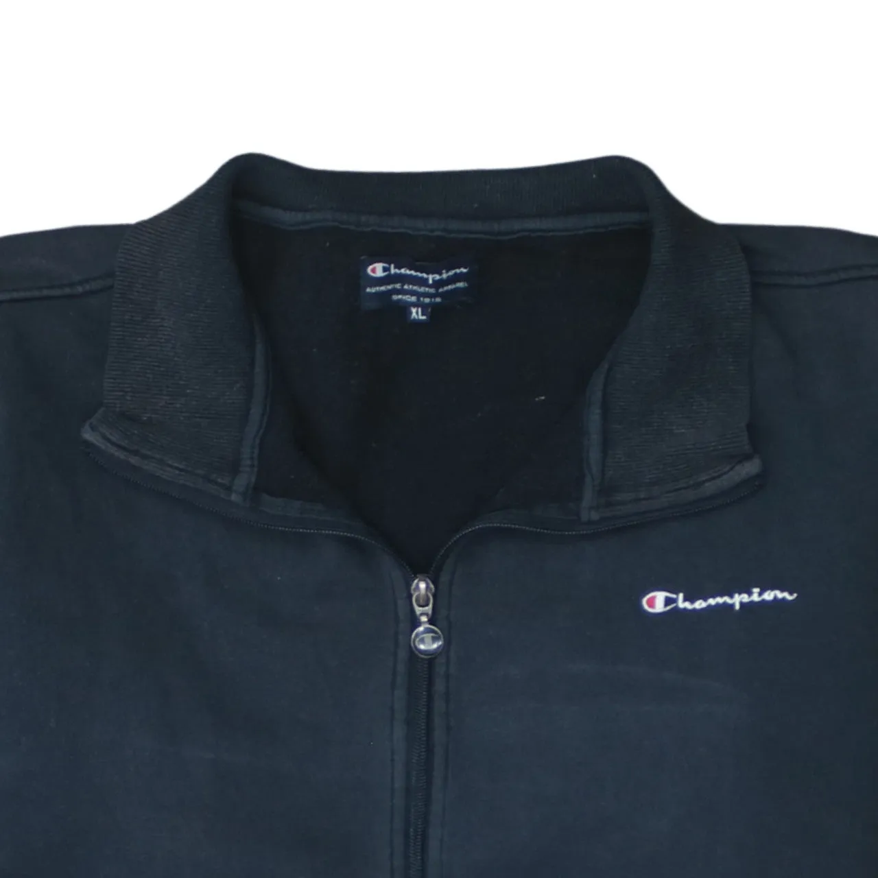 Champion Black Full Zip Sweatshirt Men's XLarge Embroidered Chest Logo Side Pockets Fleece Jacket sold by Vintage Club product image thumbnail 3