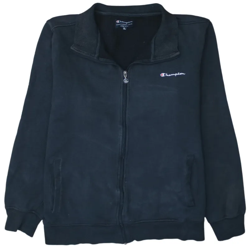 Champion Black Full Zip Sweatshirt Men's XLarge Embroidered Chest Logo Side Pockets Fleece Jacket sold by Vintage Club