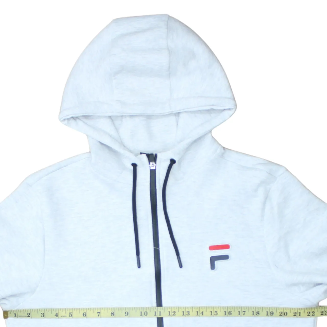 Fila Light Grey Zip Hoodie Women's XLarge Small Logo Drawstring Hood Split Pocket Sweatshirt sold by Vintage Club product image thumbnail 5