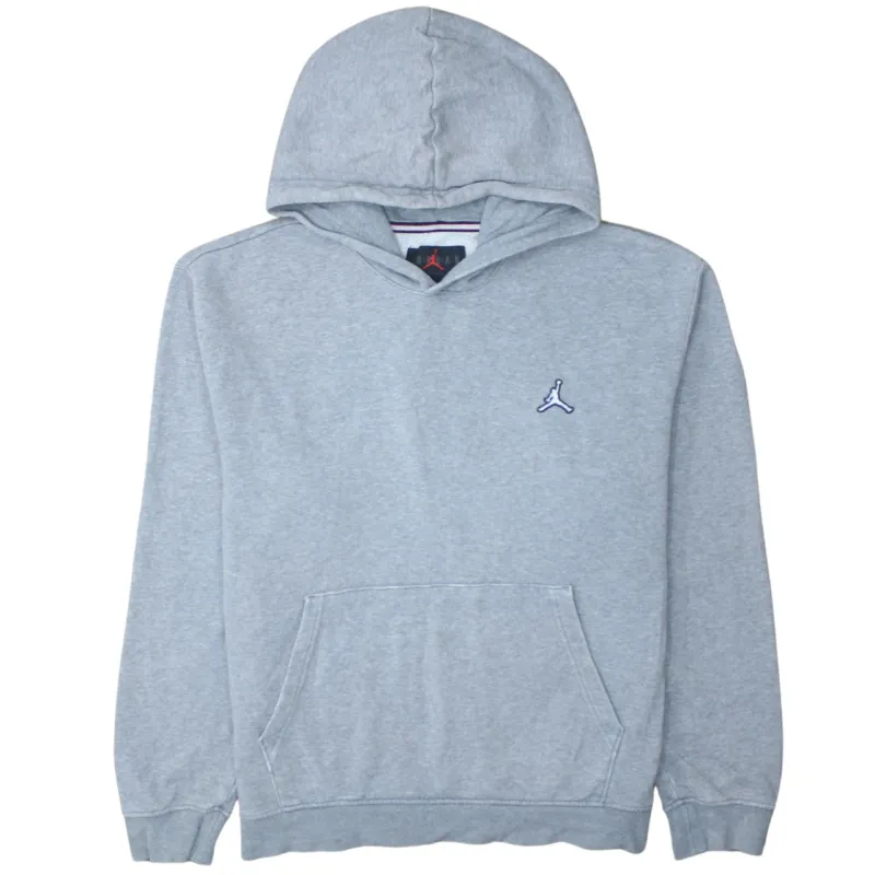Jordan Grey Pullover Hoodie Men's Medium Embroidered Jumpman Logo Front Pocket Sweatshirt sold by Vintage Club