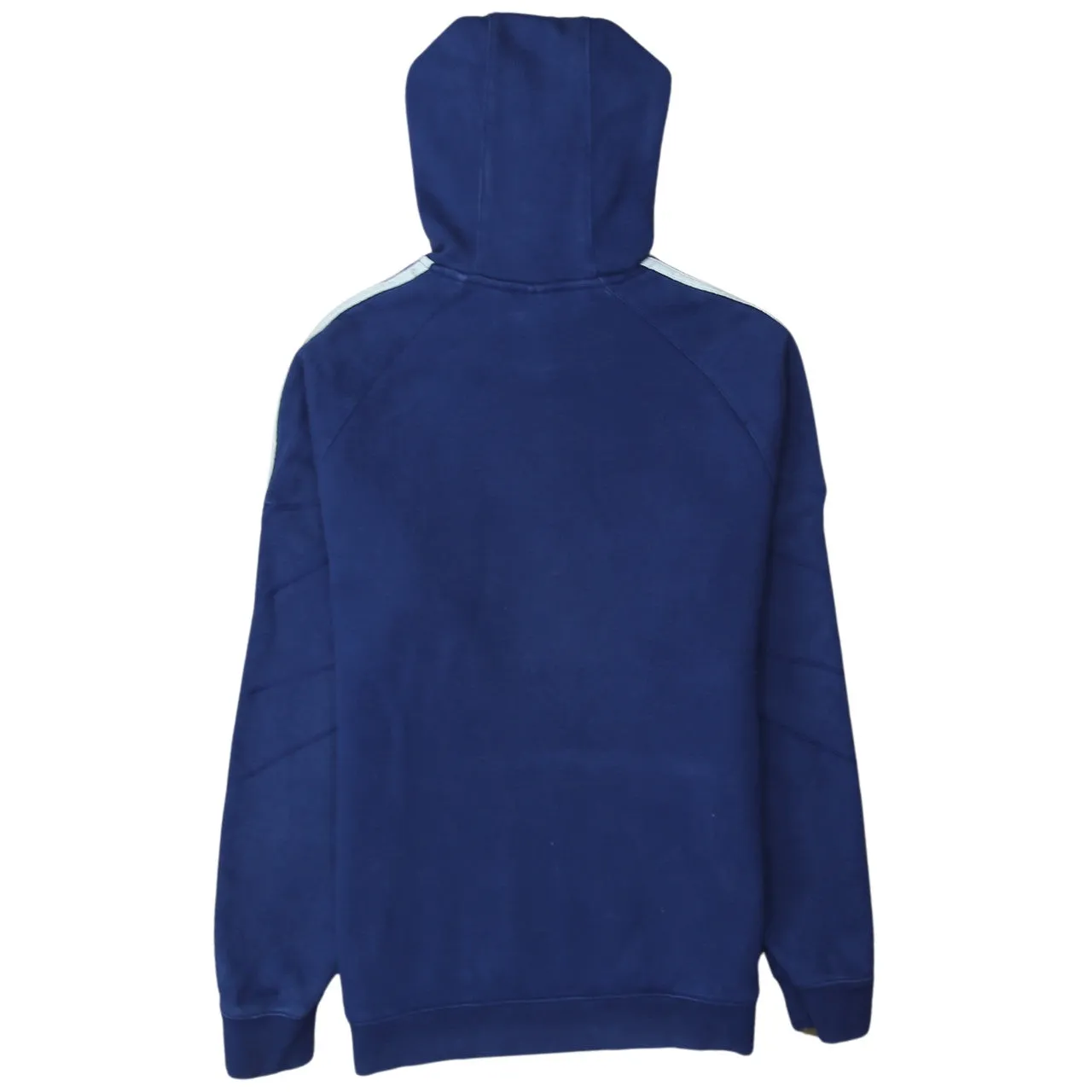 Adidas Navy Blue Hoodie Men's Small Trefoil Printed Logo Three Stripe Pullover Sweatshirt sold by Vintage Club product image thumbnail 2