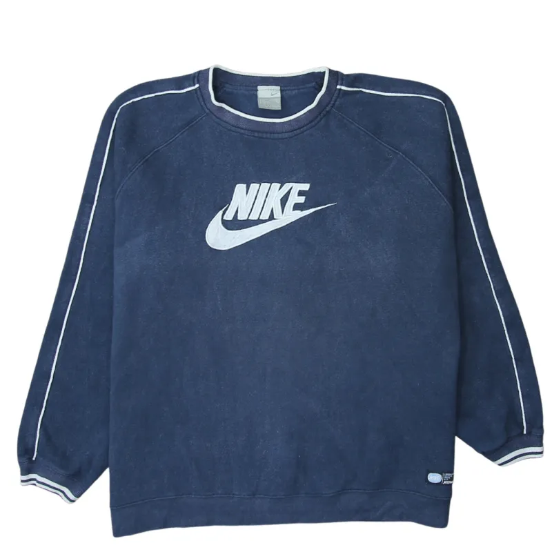 Nike 90's Center Middle Swoosh Crew Neck Sweatshirt XLarge Navy Blue sold by Vintage Club