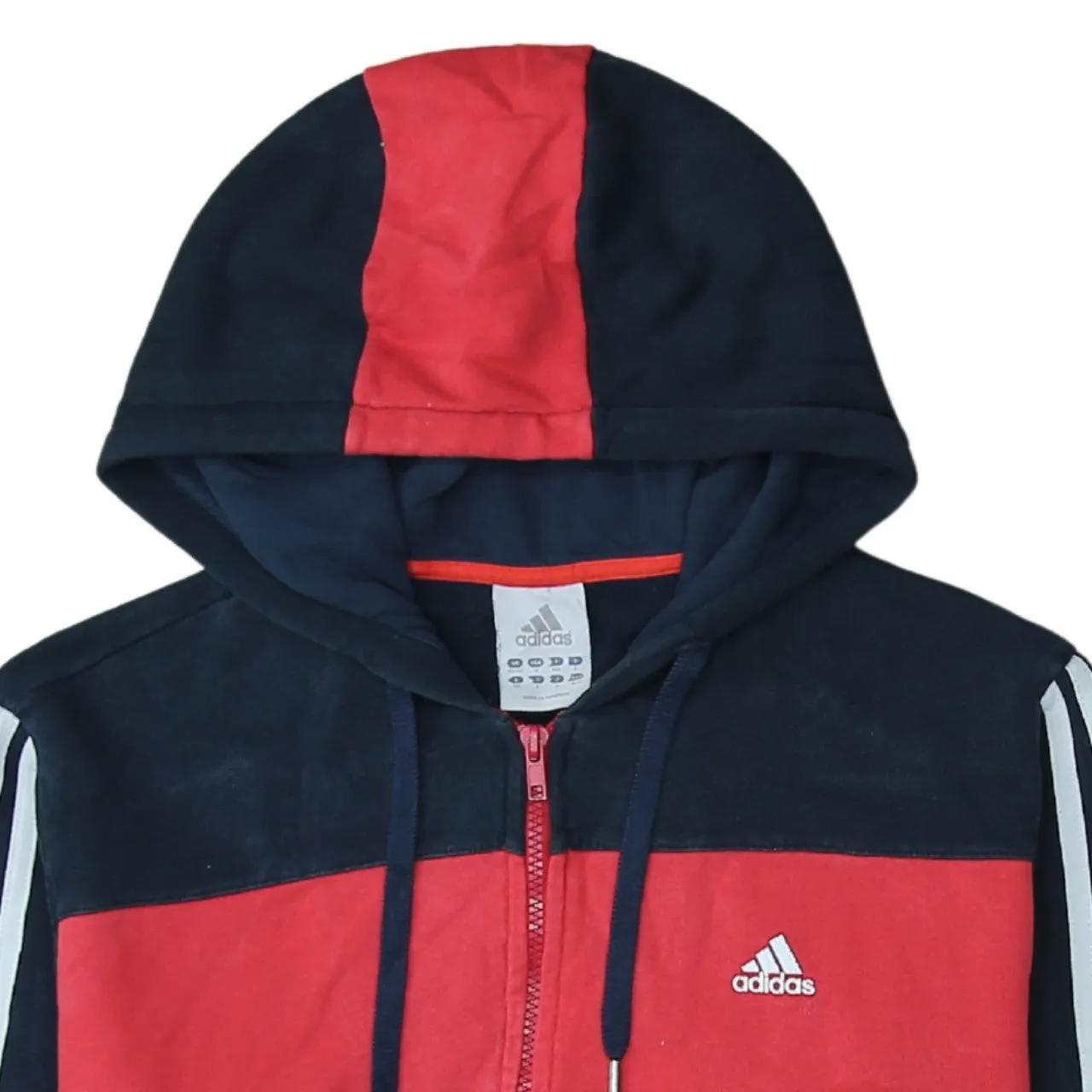 Adidas Red Navy Zip Hoodie Women’s Medium Embroidered Logo Three Stripe Sleeves Sweatshirt sold by Vintage Club product image thumbnail 3