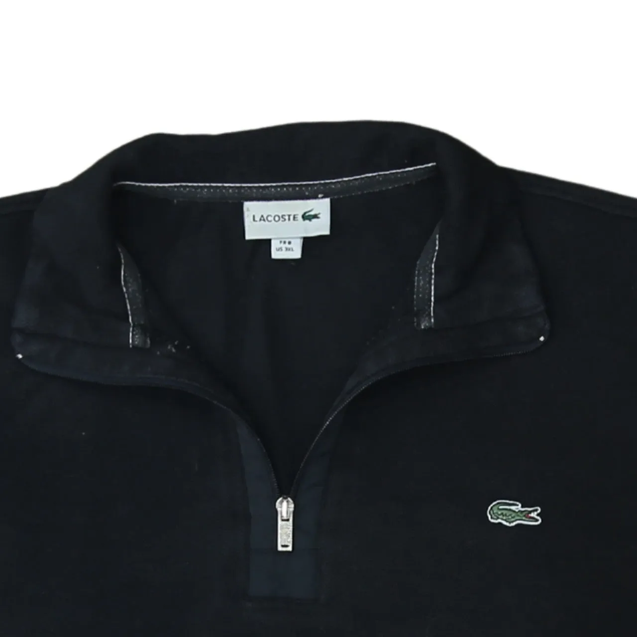 Lacoste Black Quarter Zip Sweatshirt Women’s 3XL Embroidered Croc Logo Elbow Patches Pullover sold by Vintage Club product image thumbnail 3
