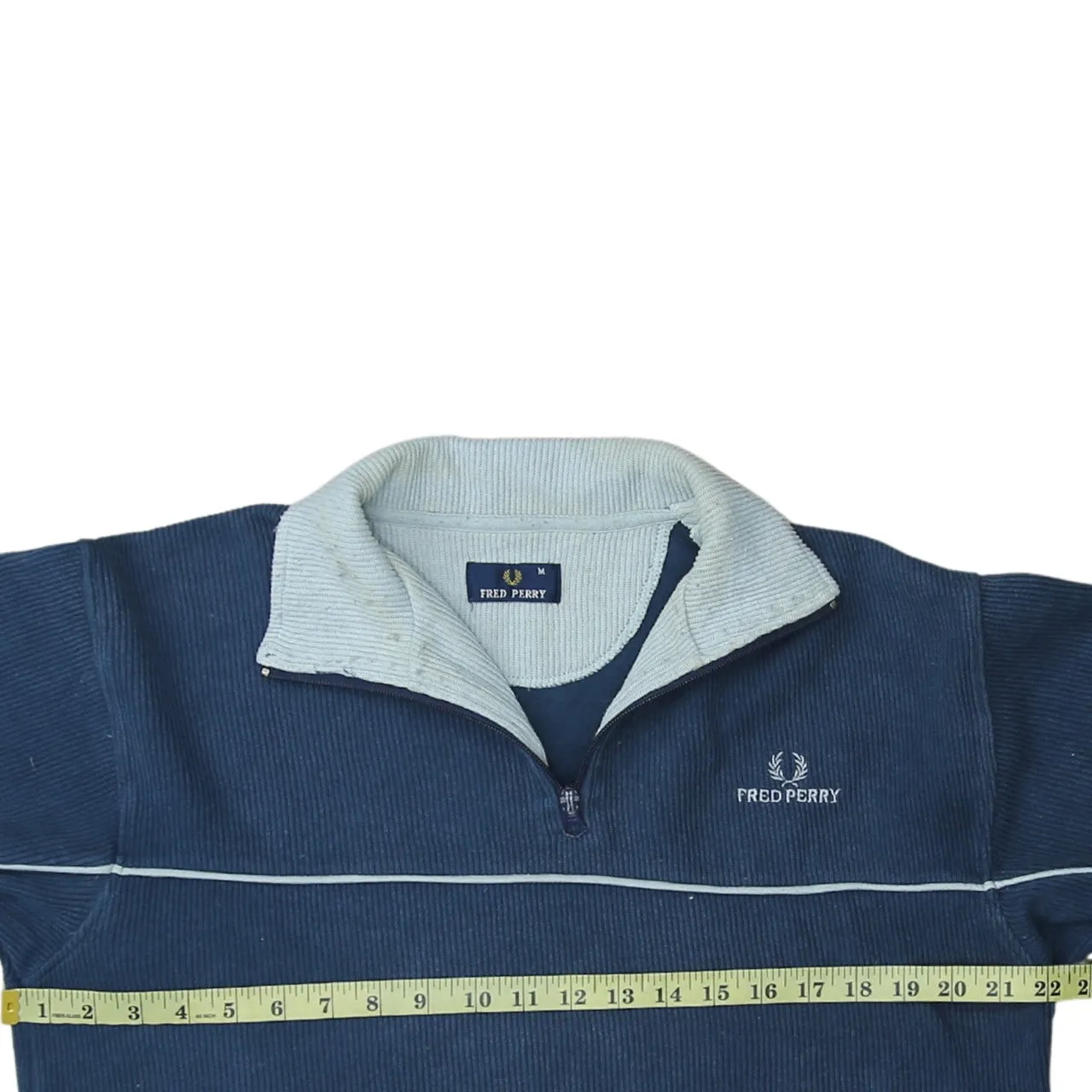 Fred Perry Navy Blue Quarter Zip Sweatshirt Women’s Medium Embroidered Logo Contrast Collar Pullover Top sold by Vintage Club product image thumbnail 5