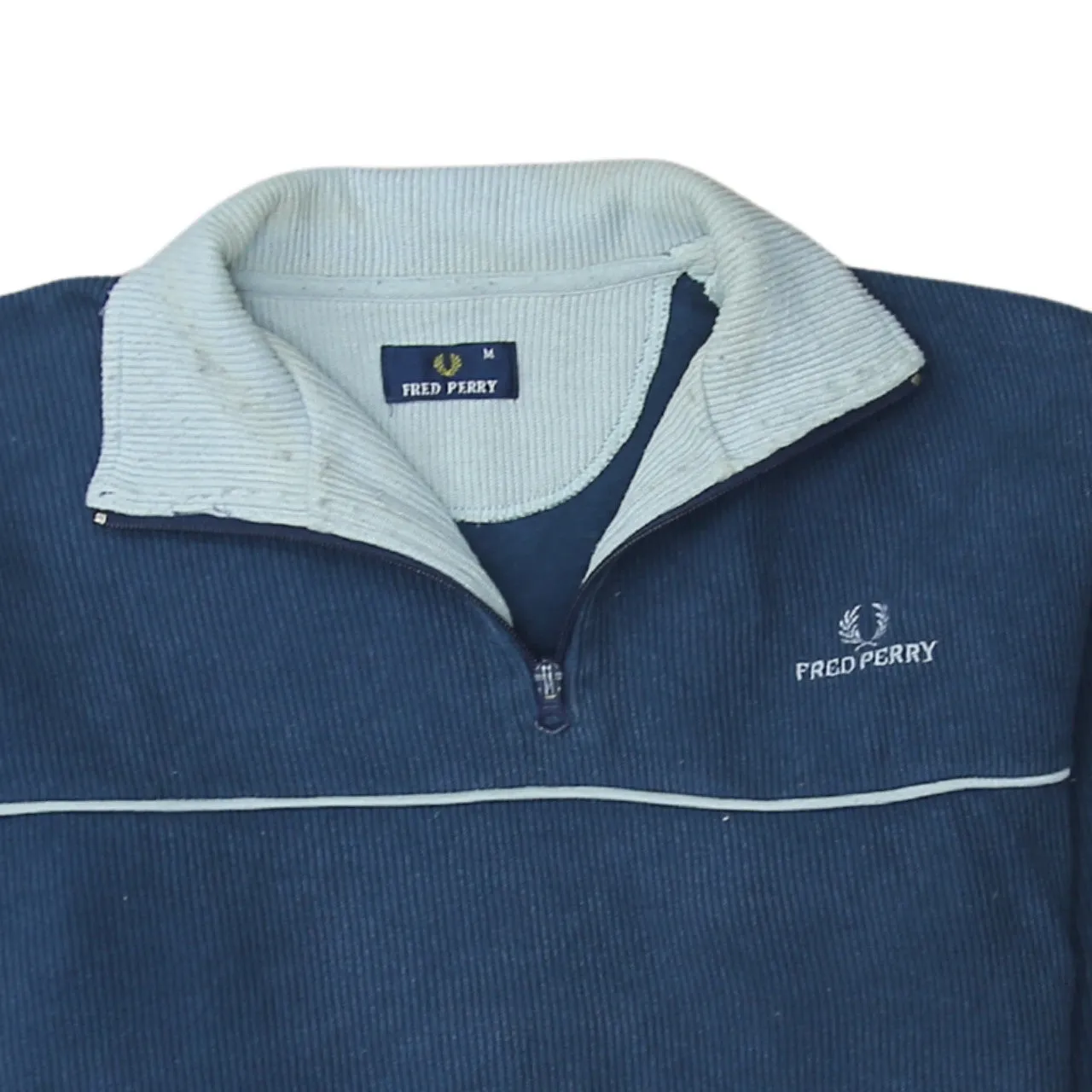 Fred Perry Navy Blue Quarter Zip Sweatshirt Women’s Medium Embroidered Logo Contrast Collar Pullover Top sold by Vintage Club product image thumbnail 3