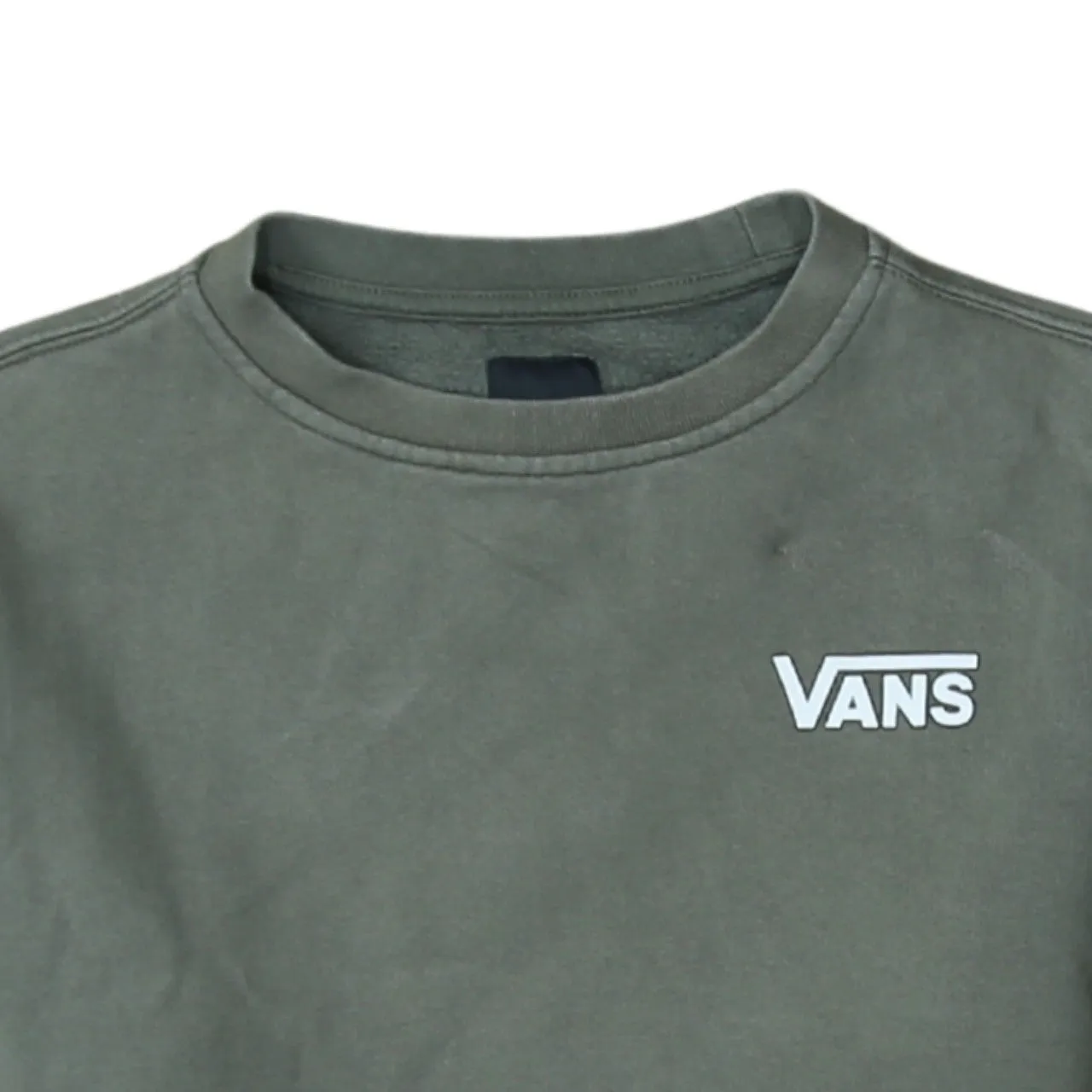 Vans Khaki Green Sweatshirt Women's Large Printed Logo Sleeve Check Pullover Top sold by Vintage Club product image thumbnail 3