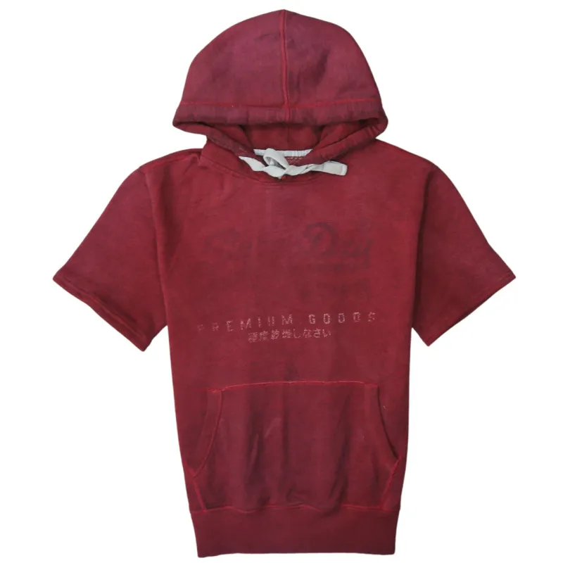 Super Dry 90's Spellout Short Sleeves Hoodie Large Red sold by Vintage Club