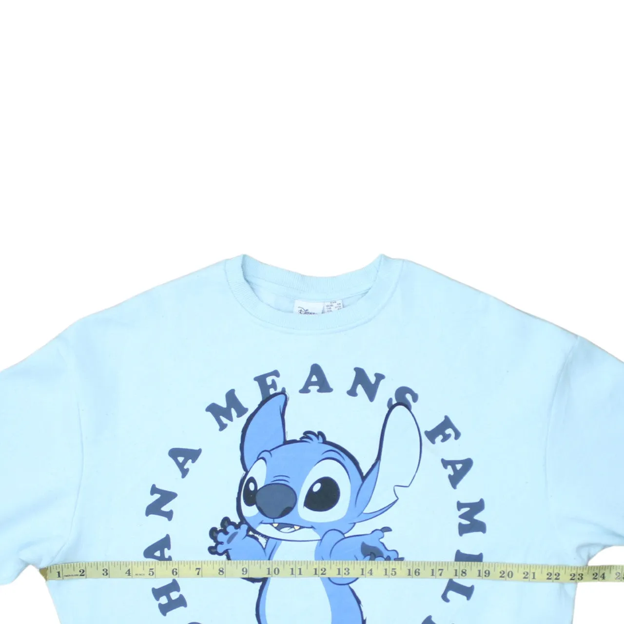 Disney Light Blue Sweatshirt Women’s XXSmall Printed Stitch Ohana Graphic Pullover Fleece Top sold by Vintage Club product image thumbnail 5