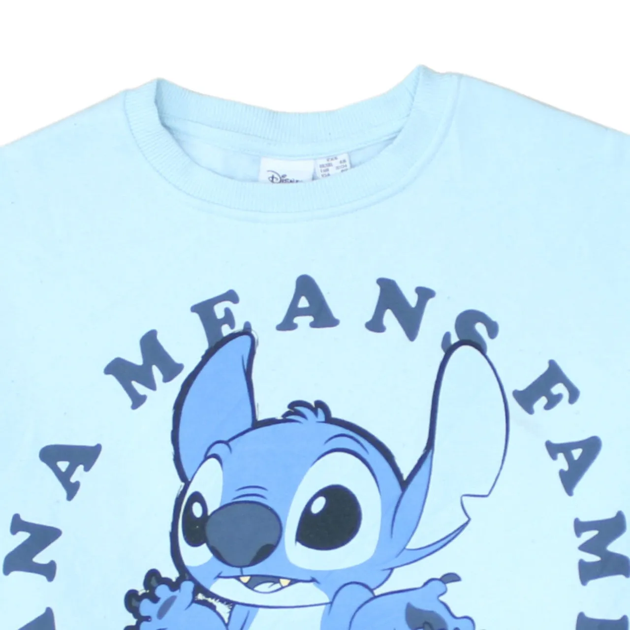 Disney Light Blue Sweatshirt Women’s XXSmall Printed Stitch Ohana Graphic Pullover Fleece Top sold by Vintage Club product image thumbnail 3