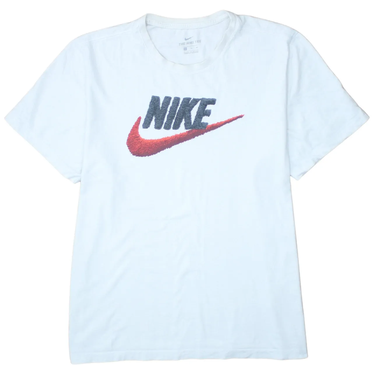 Nike White T Shirt Men's XLarge Printed Red Swoosh Logo Short Sleeve Tee Top sold by Vintage Club