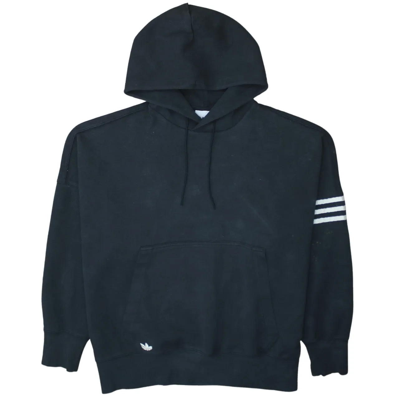 Adidas 90's Drawstring Pockets Pullover Hoodie Large Black sold by Vintage Club