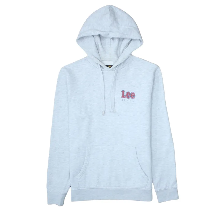 Lee 90's Drawstring Pockets Pullover Hoodie Large Grey made by Lee