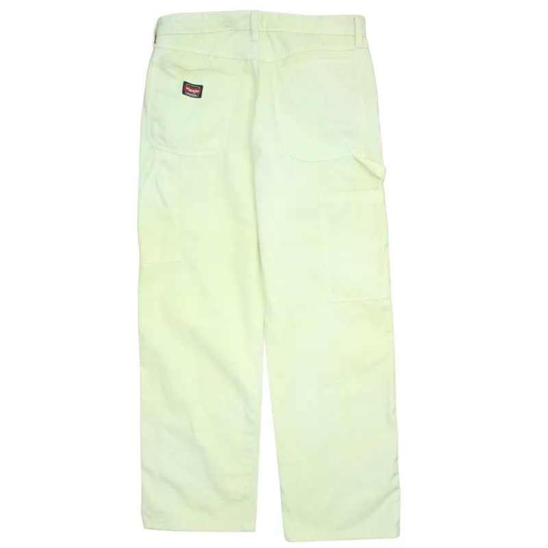 Wrangler 90's Flat Front Straight Leg Baggy Trousers / Pants 32 Yellow made by Wrangler