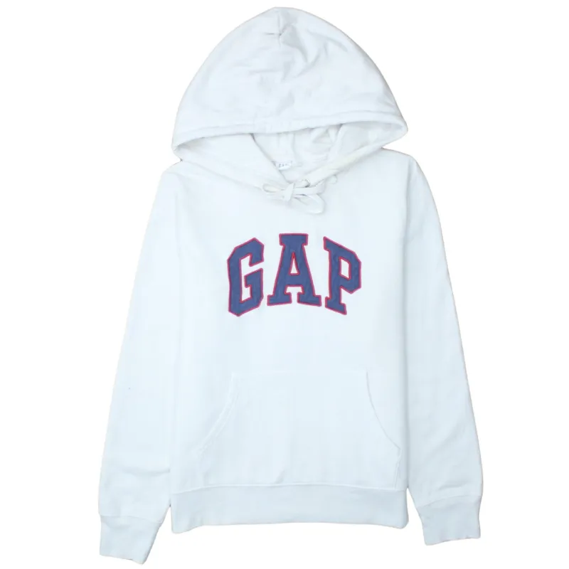 Gap White Hoodie Women’s Small Embroidered Logo Front Pocket Fleece Pullover Sweatshirt sold by Vintage Club