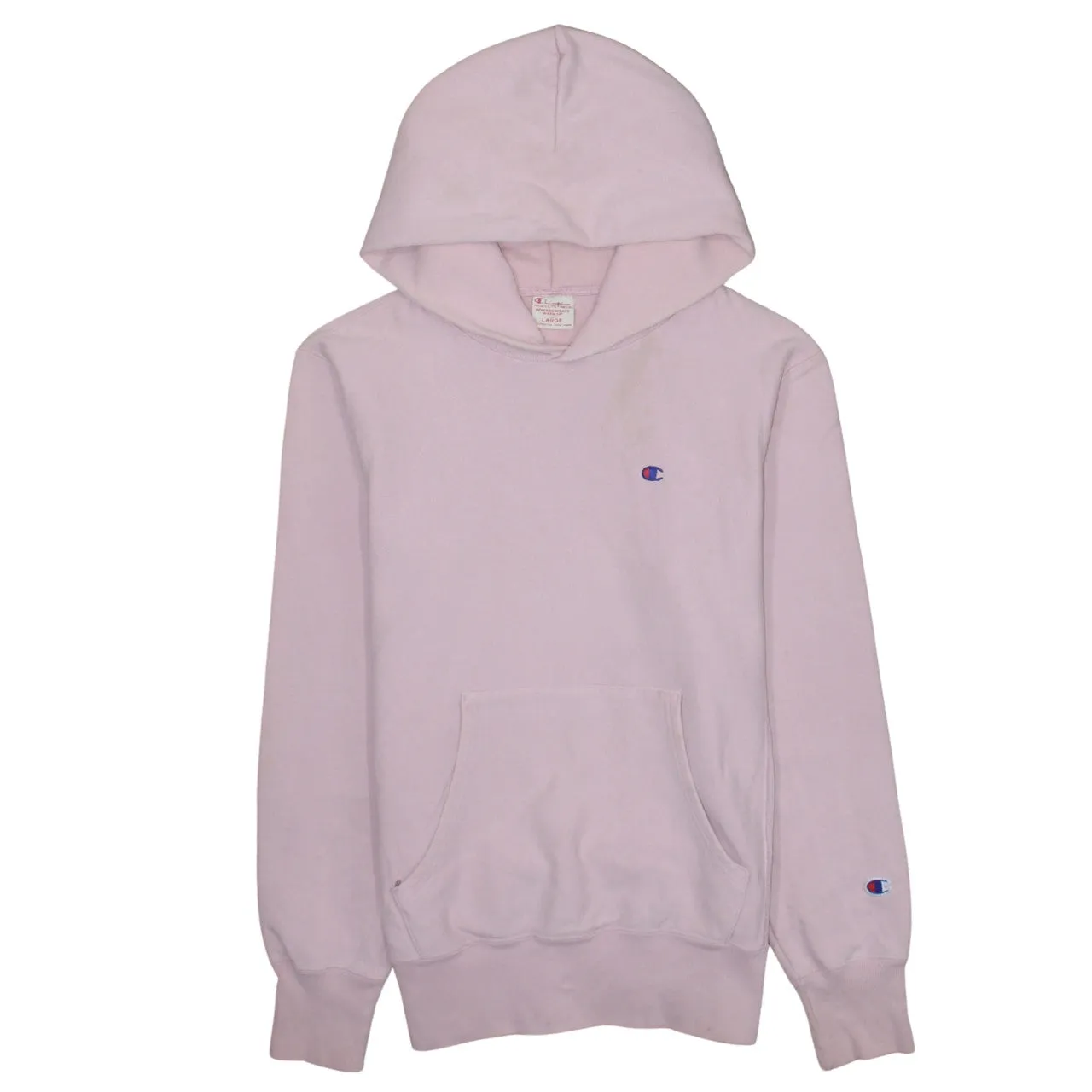 Champion Light Pink Hoodie Women's Large Embroidered C Logo Front Pocket Pullover Sweatshirt sold by Vintage Club