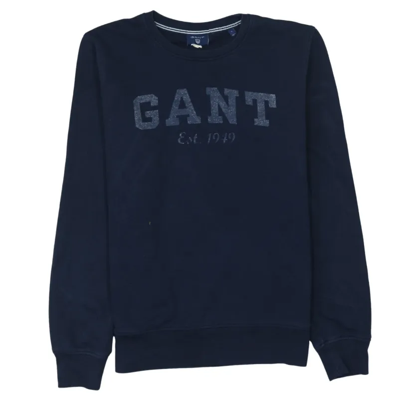 GANT 90's Spellout Crew Neck Sweatshirt Large Navy Blue made by Gant