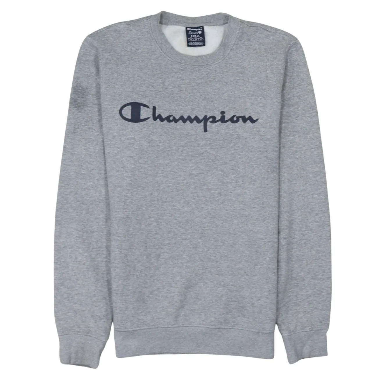 Champion 90's Spellout Crew Neck Sweatshirt Small Grey sold by Vintage Club