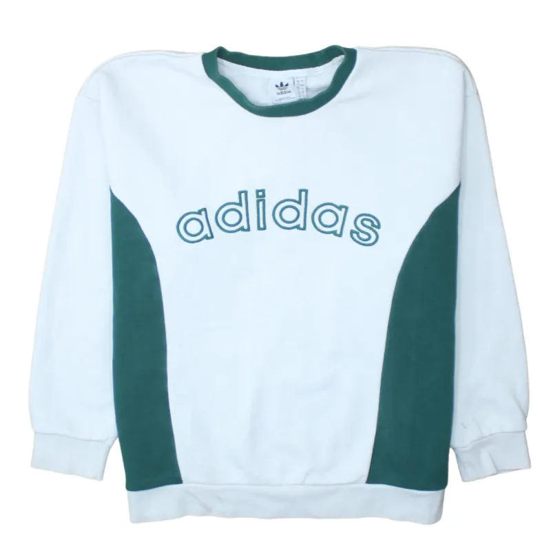 Adidas 90's Spellout Crew Neck Sweatshirt XLarge  White sold by Vintage Club