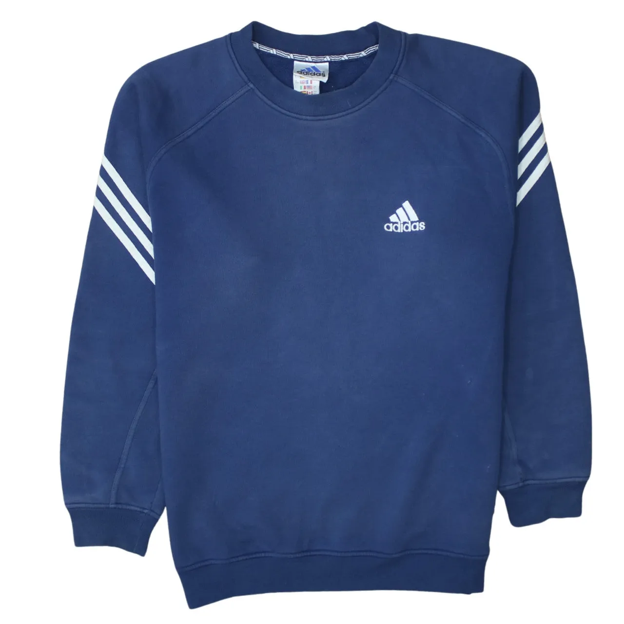 Adidas 90's Lightweight Crew Neck Sweatshirt Medium Navy Blue sold by Vintage Club