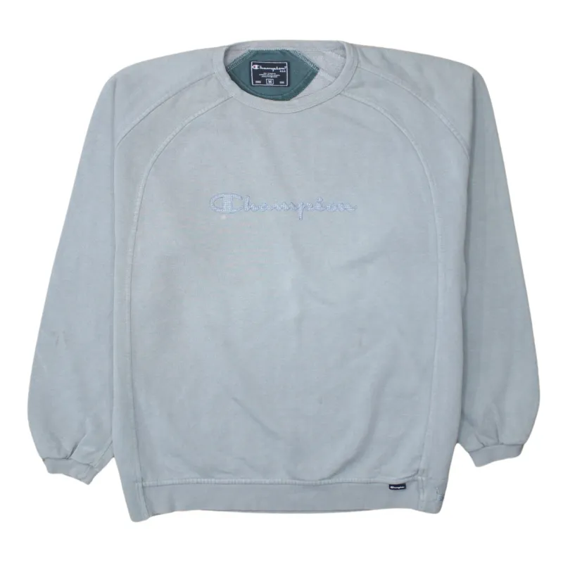Champion 90's Spellout Crew Neck Sweatshirt Medium Grey made by Champion