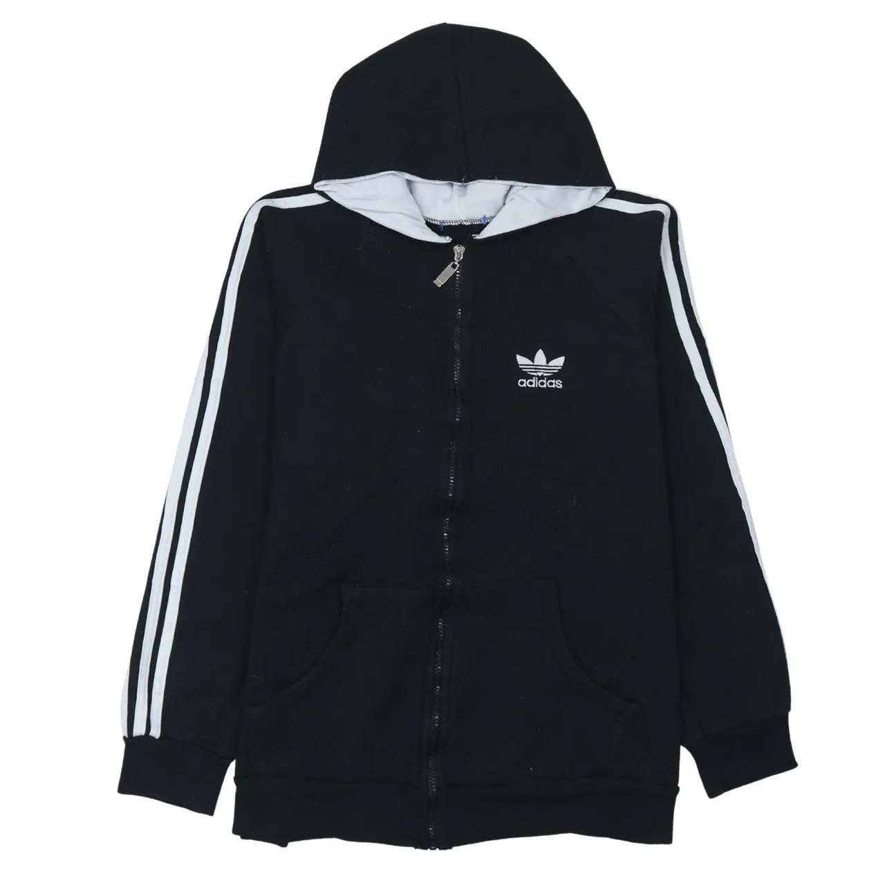 Adidas 90's Striped Sleeve Full Zip Up Hoodie XLarge Black sold by Vintage Club