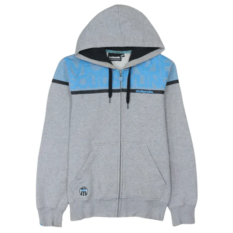 Retro 90's Drawstring Pockets Full Zip Up Hoodie Medium Blue made by Vintage Club