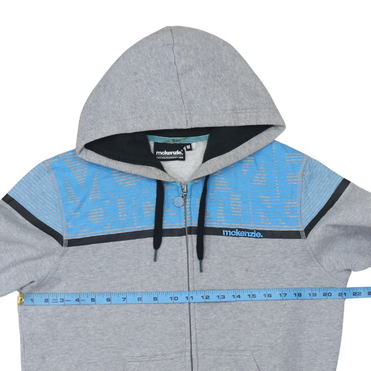 Retro 90's Drawstring Pockets Full Zip Up Hoodie Medium Blue sold by Vintage Club product image thumbnail 5