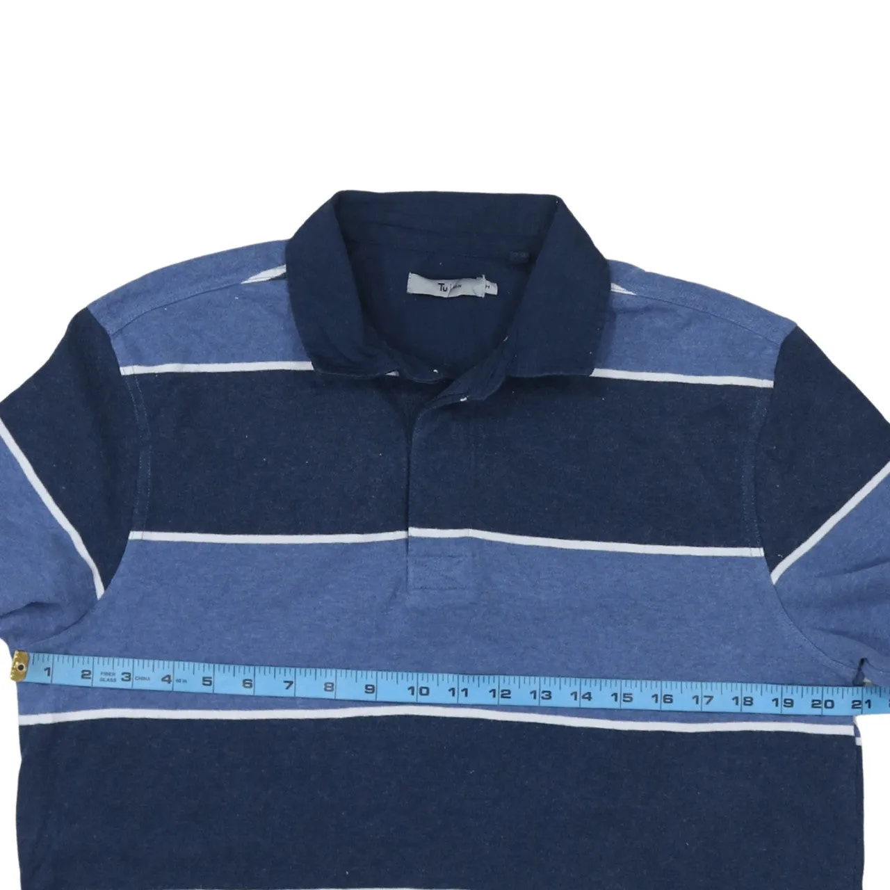Retro 90's Long Sleeve Quarter Button Polo Shirt Medium Navy Blue sold by Vintage Club product image thumbnail 5