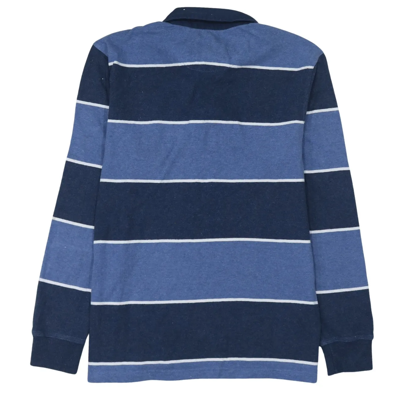 Retro 90's Long Sleeve Quarter Button Polo Shirt Medium Navy Blue sold by Vintage Club product image thumbnail 2