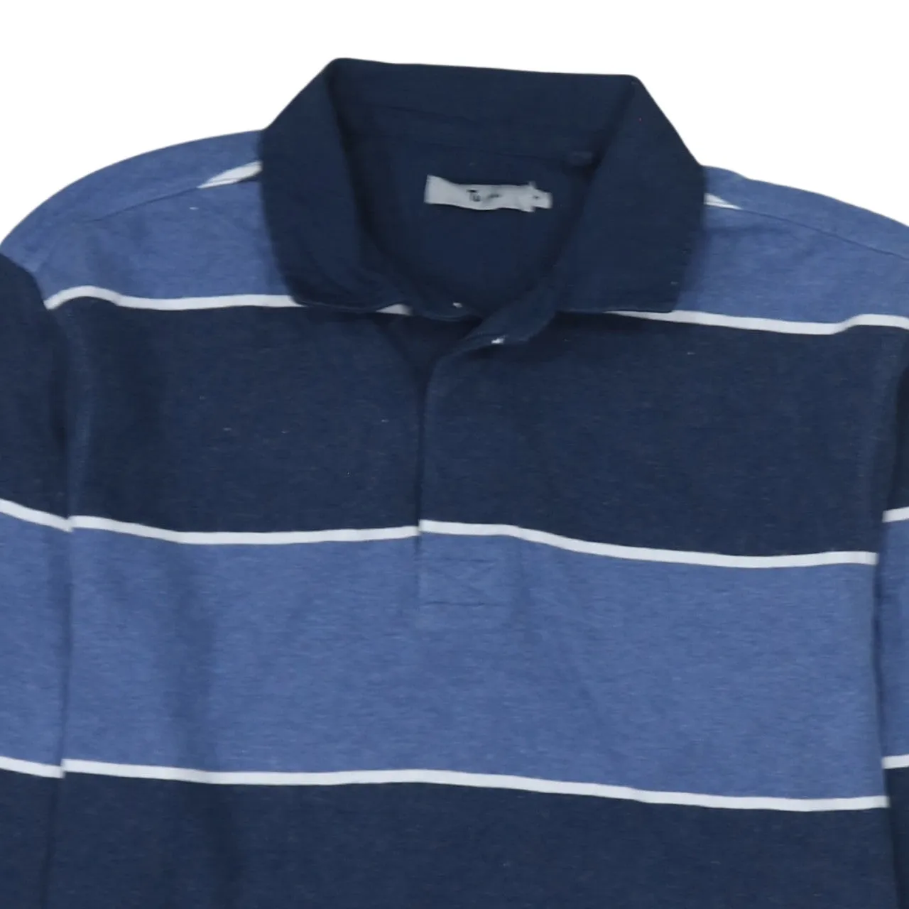 Retro 90's Long Sleeve Quarter Button Polo Shirt Medium Navy Blue sold by Vintage Club product image thumbnail 3