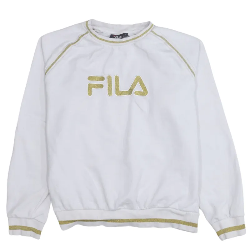 Fila 90's Spellout Crew Neck Sweatshirt Large White made by Fila